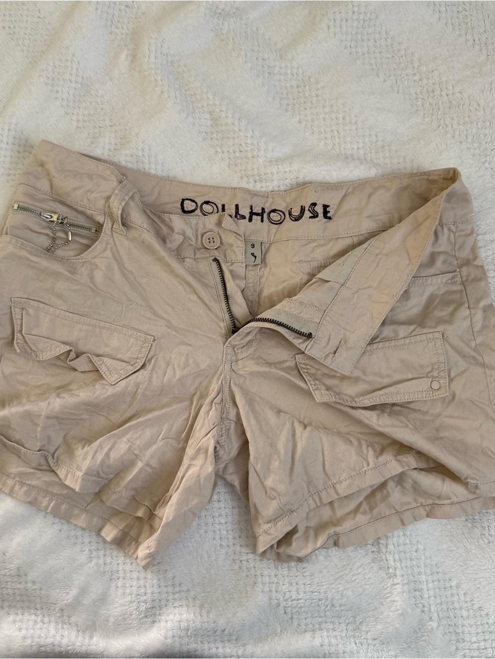 Dollhouse Light Beige Cargo Shorts